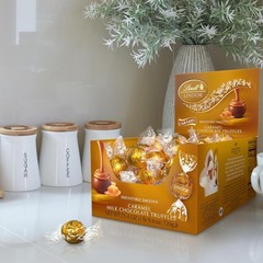 Gourmet LINDOR Caramel Chocolate Truffles, 25.4 oz. Luxurious Treat, 60 Count