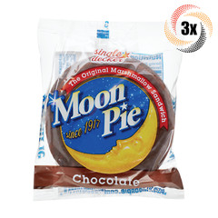 3x Pies Moon Pie Single Decker Chocolate Original Marshmallow Sandwiches 2oz