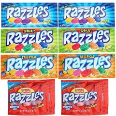 Razzles Candy Gum, 8 Pack Gum Variety, 4 Flavors(2 packs of each, 1.4oz Bags)…
