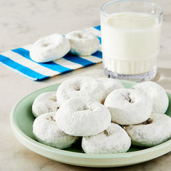 Powdered Sugar Mini Donuts, 10 oz, (pack of 4)……….