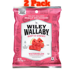 2 Bags Wiley Wallaby Soft & Chewy Watermelon Gourmet Licorice 4oz Fat Free!