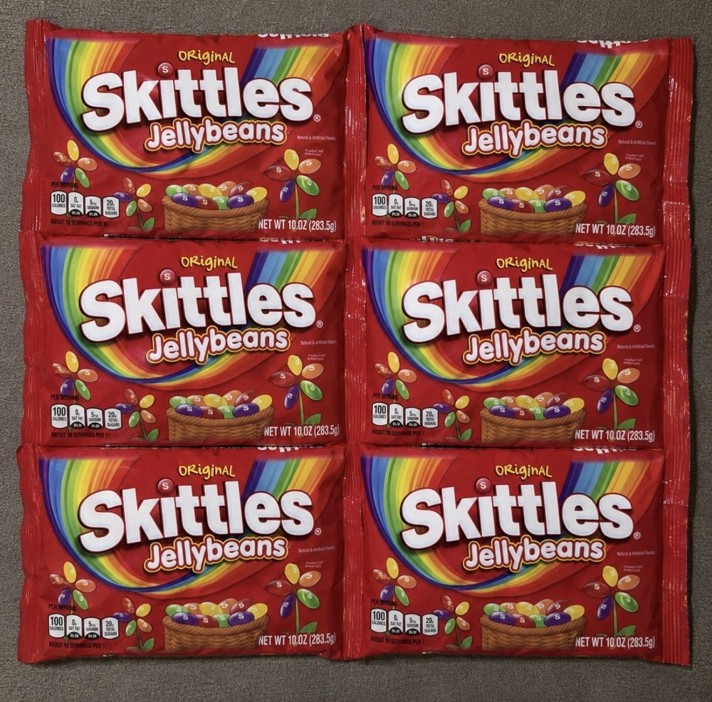 Skittles Original Flavor Jellybeans 6 Pack, 10 oz Each, Easter Seasonal Candy