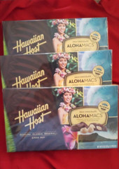 3 PACK HAWAIIAN HOST ALOHAMACS MILK CHOCOLATE CHOCOLATE COVERED MACADAMIA 6 OZ