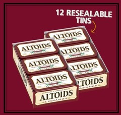 ALTOIDS Classic Cinnamon Hard Candy Breath Mints Bulk, 1.76 zz Tin (Pack of 12)
