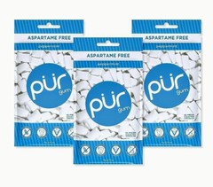 PUR Xylitol Chewing Gum PEPPERMINT (55 Pieces, 3 Pack) Sugarless Vegan Pure