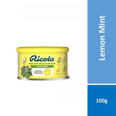 Ricola Herbal Candy Tin 100g LemonMint Sugar-Free Swiss Throat Drops ( X 2 )