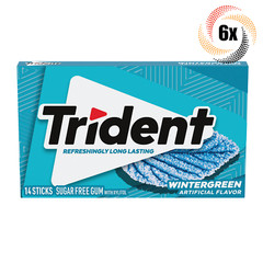 6x Packs Trident Wintergreen Flavor Sugar Free Chewing Gum | 14 Sticks Per Pack