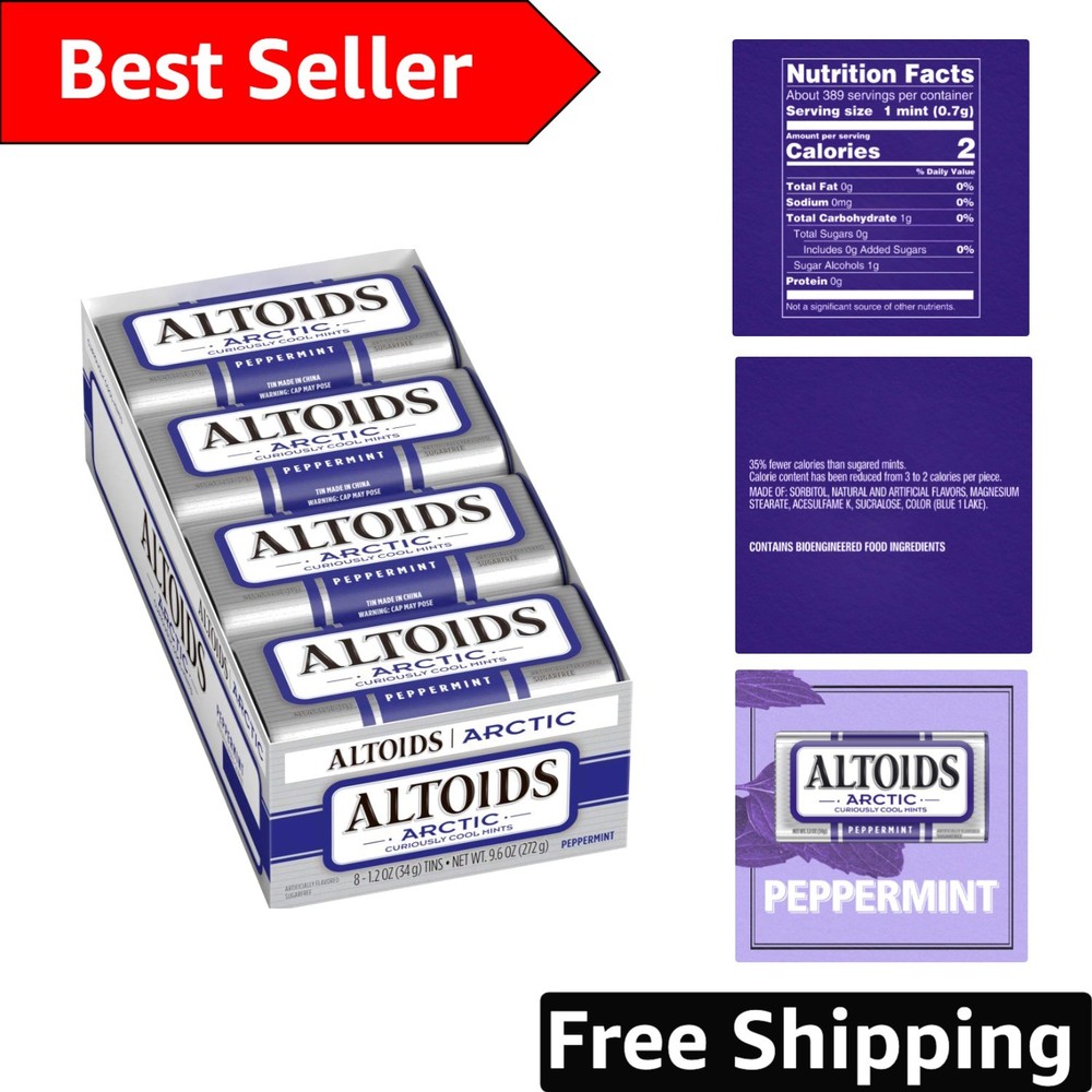 Sugar-Free Arctic Peppermint Breath Mints in 1.2 oz Tins – Perfect for Travel
