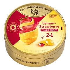 Cavendish Harvey Double Fruit Drops Candy with Real Juice 175g Gold Tin