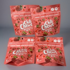 Chili Chews Strawberry Bites Sweet, Sour, Spicy 4 Pack 4oz Each Bag Limited Edt
