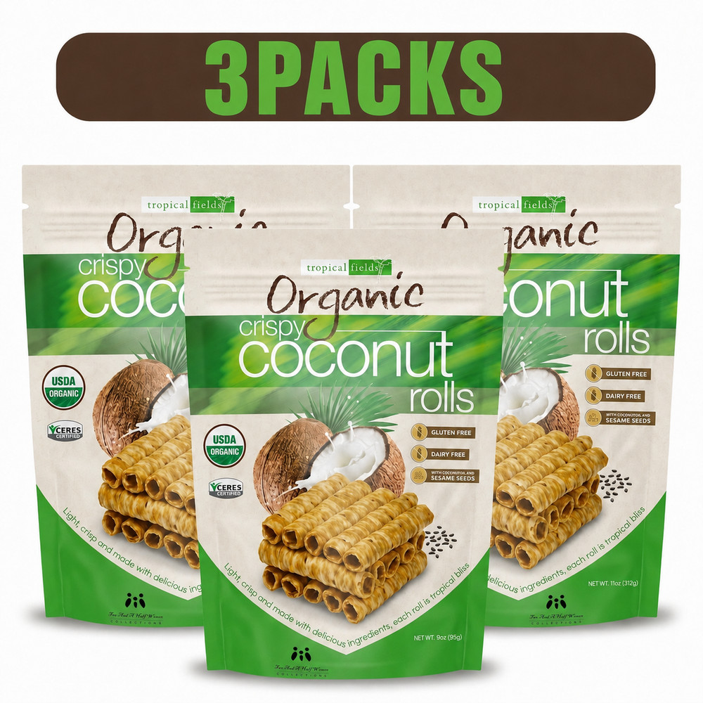 Tropical Fields Organic Crispy Coconut Rolls 11oz (3 Pack) Gluten-Free Snack