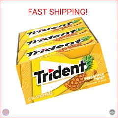 Trident Pineapple Twist Sugar-Free Chewing Gum, 12 Packs of 14 Pieces (168 Total