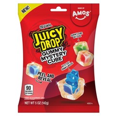 Juicy Drop Mystery Gummy Candy Cubes, Original Flavor, 5 Oz (Pack of 1), Red