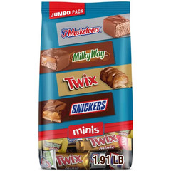 Snickers, Twix, Milky Way & 3 Musketeers Minis Candy Chocolate Bars Variety Pack
