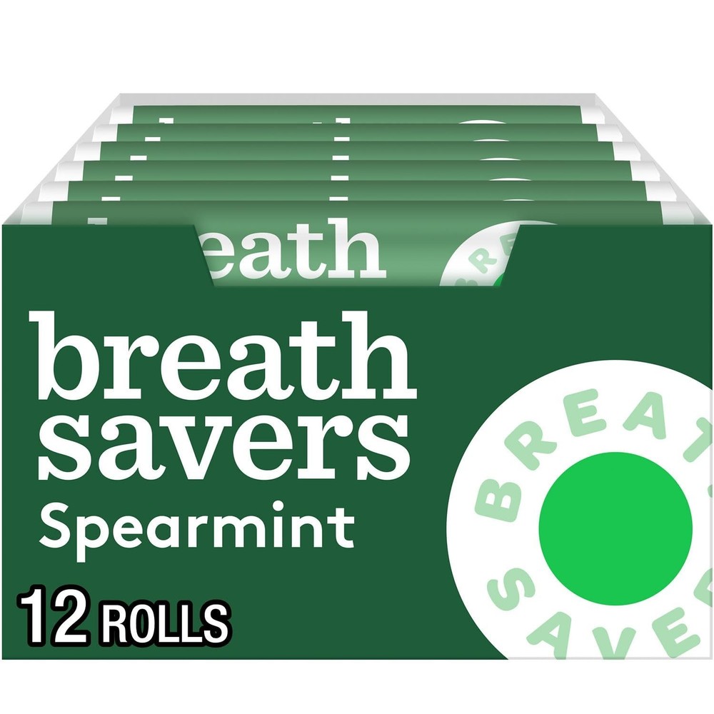 BREATH SAVERS Spearmint Flavored Sugar Free Breath Mints Rolls, .75 oz (12 Count