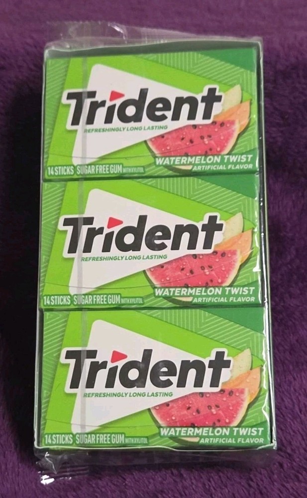 TRIDENT WATERMELON TWIST SUGAR FREE GUM, 14 sticks, 12 packs 168 PC