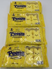 Lot Of 4 – Marshmallow Peeps – Yellow Easter Bunnies – 1.5oz Each Exp 03/2027