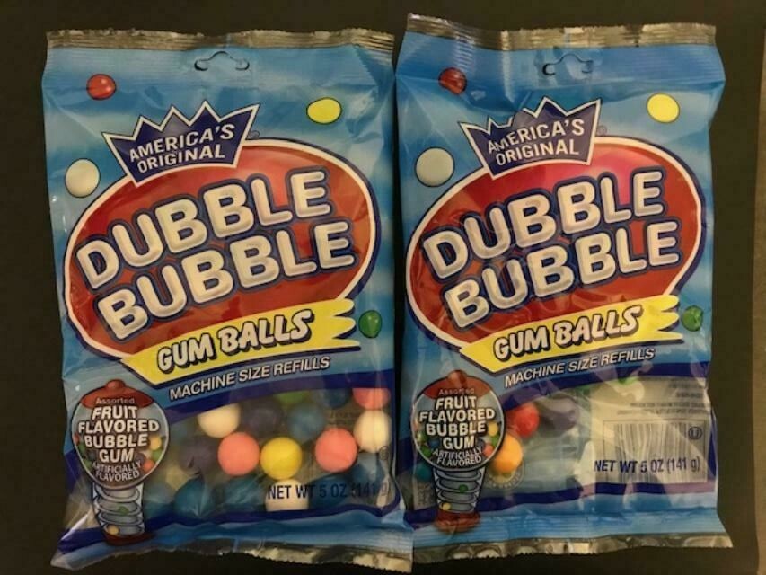 Dubble Bubble ASSORTED FRUIT FLAVORED Gum Balls Machine Size Refills {2 BAGS}