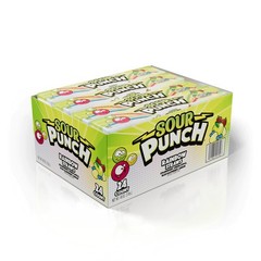 Sour Punch Straws, Rainbow Fruit Flavors, Chewy 3 Lbs (2 oz Pack of 24), Blue