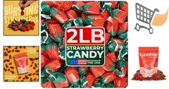 Strawberry Hard Candy Bulk Individually Wrapped 2 lbs Party Favors Filler