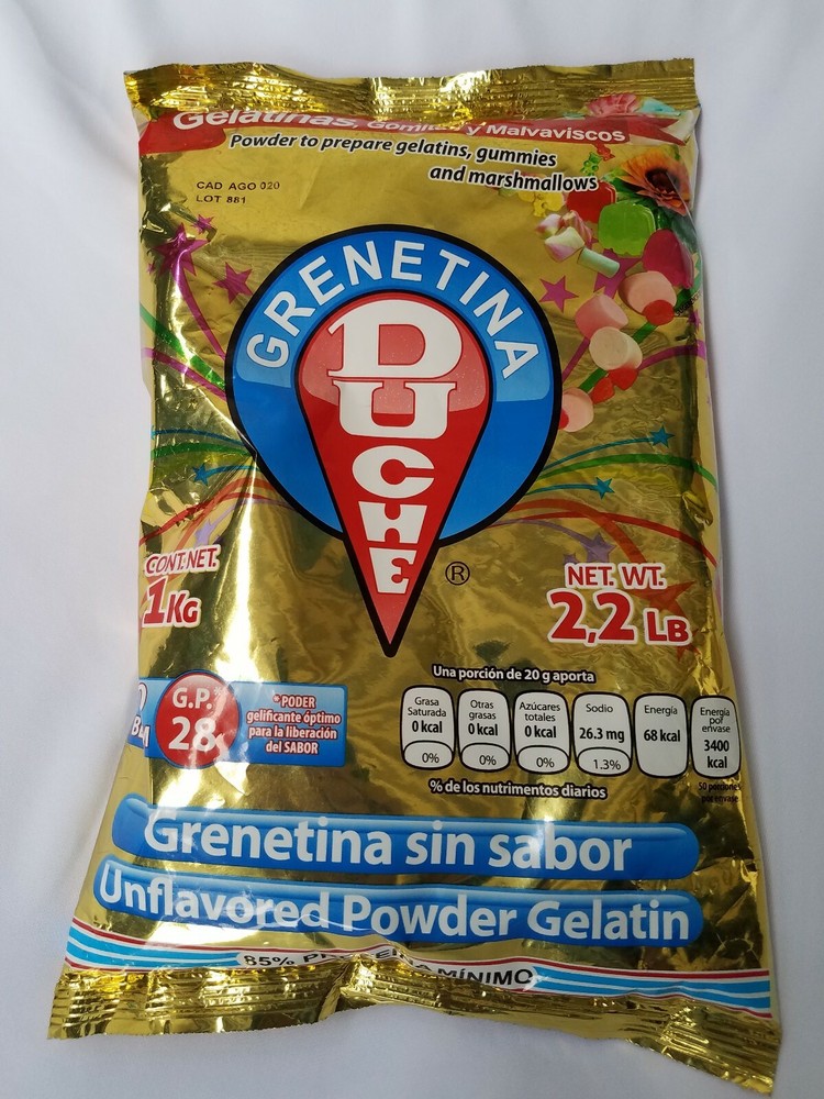 Grenetina Duche 1 Kilogram(2.2 Lb) Grenetina Sin Sabor Unflavored Pwder Gelatin