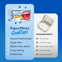 Coolcaps Liquid Burst Breath Mints – Sugar Free, Peppermint Flavor, 160 Total –