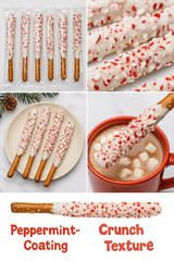 Peppermint Crunch White Chocolate Pretzel Rods 16 Pack Individually Wrapped
