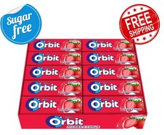 10×14 g. WRIGLEY’S ORBIT STRAWBERRY CHEWING GUM SUGAR-FREE (100 pieces total)