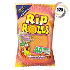 Rip Rolls Mango Chili Fat Free Candy, 40 Inches of Fun – 1.4oz (Pack of 12)