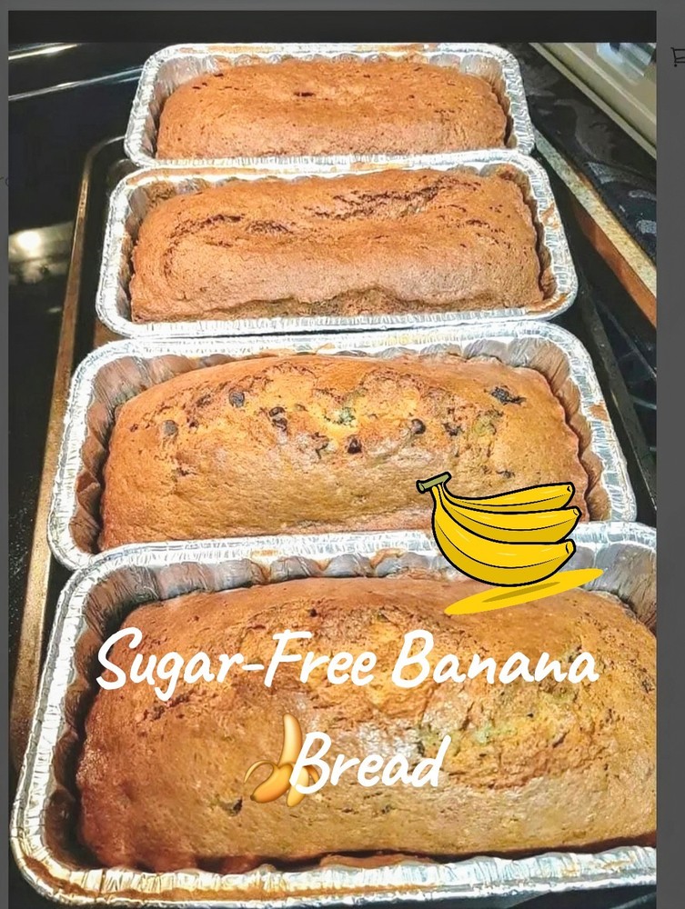 Homemade SUGAR-FREE, VEGAN Banana Bread Cake. 8.5x 4.5 Loaf.