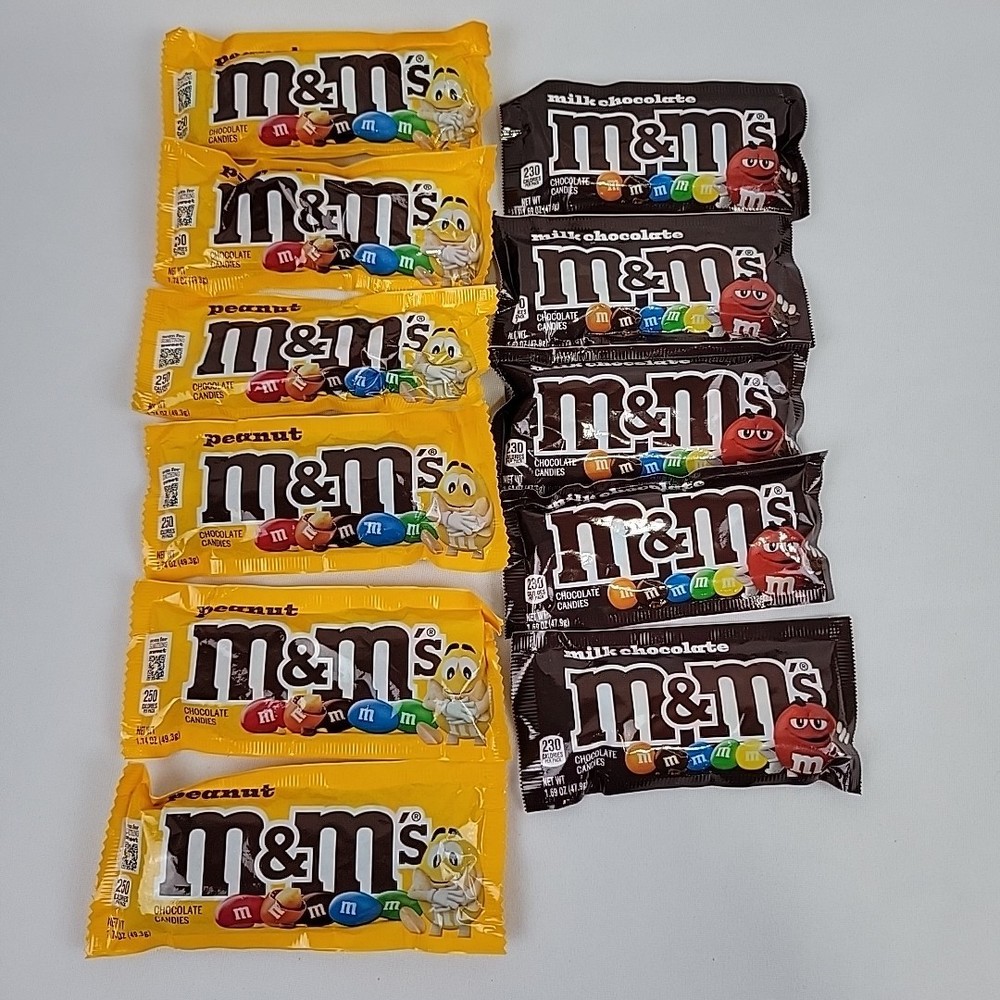 M&M – 11 Bags Total – 6 Peanut 1.74 Oz & 5 Milk Chocolate 1.69 Oz