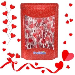 30-Count Lollipops Mini Red Heart Shaped Strawberry Flavored Individually Wra…