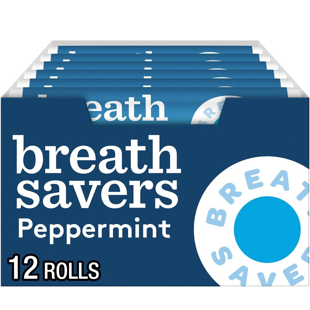 BREATH SAVERS Peppermint Flavored Sugar Free 0.75 Ounce (Pack of 12), White
