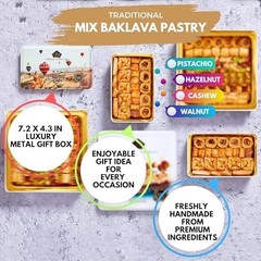 Delicious Baklava Gift Box 8.5oz – Rich Pistachios, Walnuts, Hazelnuts & Cashews