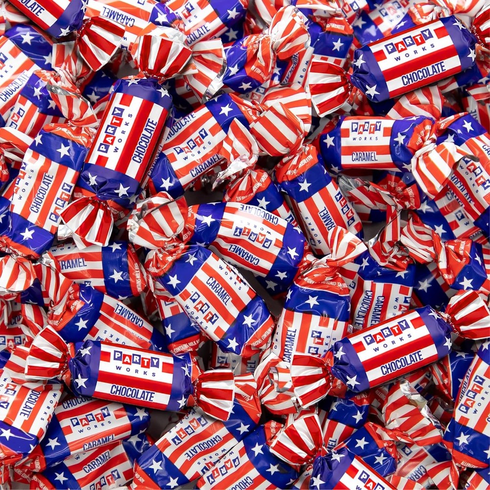 Patriotic Candy – 2 Pound Pack (About 150 Count) – Chocolate Flavored Caramels