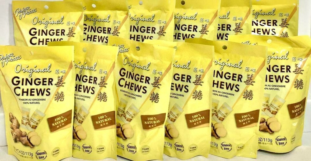 Prince of Peace Ginger Chews Candy Original ( 100% Natural ) 4 oz ( Pack of 12 )