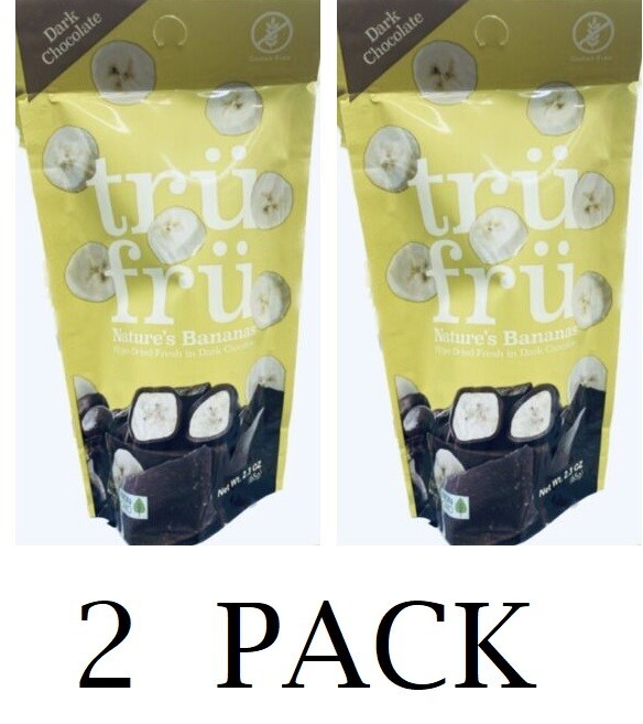 2x Tru Fru Grab & Go Hyper-Dried Real Bananas Dark Chocolate 2.3oz