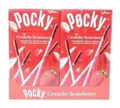 Pocky Crunchy Strawberry Cream Covered Chocolate Biscuit Sticks (10 Pack)