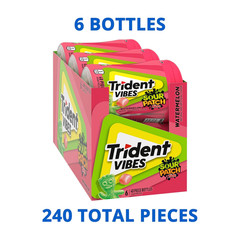 Trident Vibes SOUR PATCH KIDS Watermelon Sugar-Free Chewing Gum, 6 Bottles of 40