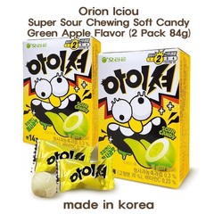 Orion Iciou Super Sour Chewing Soft Candy Green Apple Flavor (2 Pack 84g)