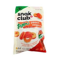 Snak Club Tajin Peach Rings Gummy Candy, Fruit Candy 5 Ounce (Pack of 1)