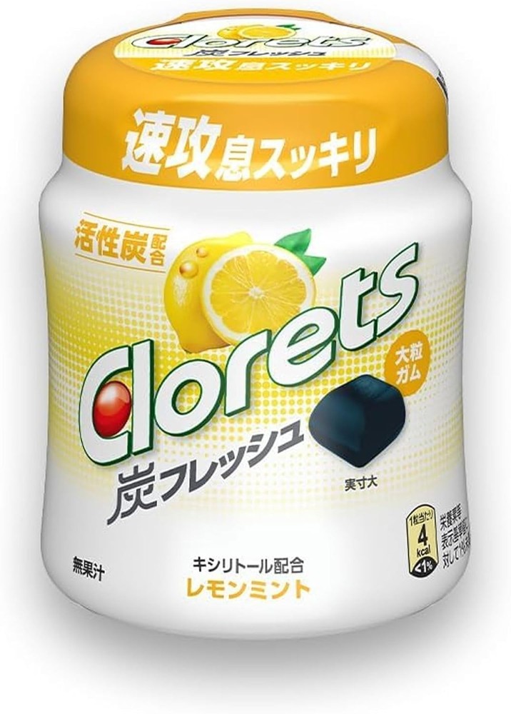 Clorets Gum Charcoal Fresh Lemon Mint flavor Bottle type 112g Mondelez Japan