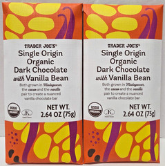 Trader Joe’s Organic Dark Chocolate with Vanilla Bean 2.64oz 75g (2 Bars)