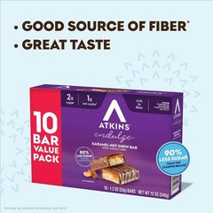 Endulge Caramel Nut Chew Bar 10pk Milk Chocolate, 5g Protein Per Serving