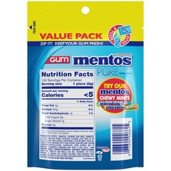 Mentos Pure Fresh Xylitol Mint Chewing Gum 120 Ct Resealable 2 Pack 240 Ct