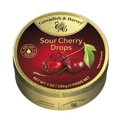 CAVENDISH & HARVEY Sour Cherry Drops Hard Candy 7oz 200g SEALED TIN Made Germany