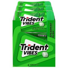 Trident Vibes Spearmint Rush Sugar Free Gum, 6 Bottles Of 40 Pieces (2