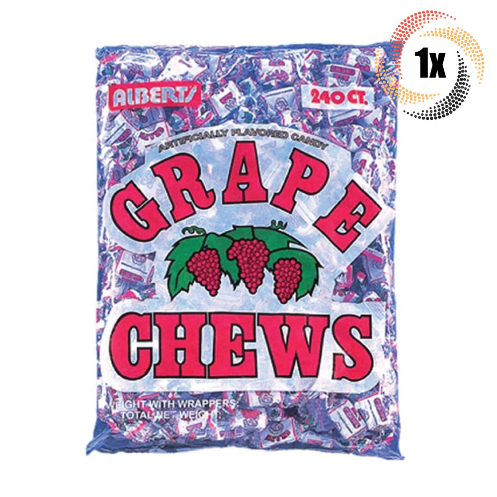 1x Bag Alberts Grape Fruit Chews Assorted Flavors | 240 Candies Per Bag