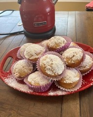 Raspberry Filled Amaretto Donut Muffins