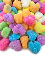 Heart-Shaped Assorted Fruit Gummy Candy Dusted with Sugar, Valentine’s Candy |